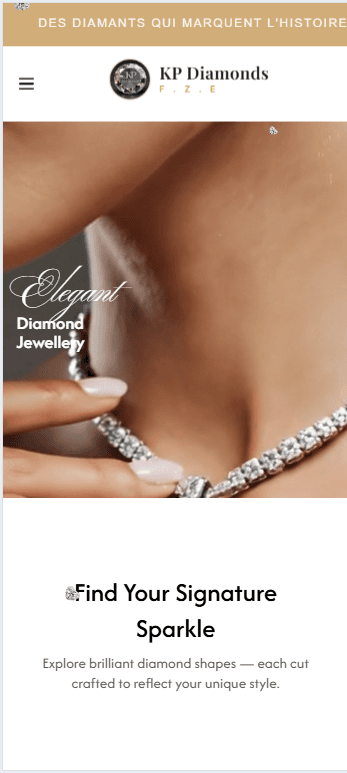 KP Diamond Luxury Jewelry Mobile Page